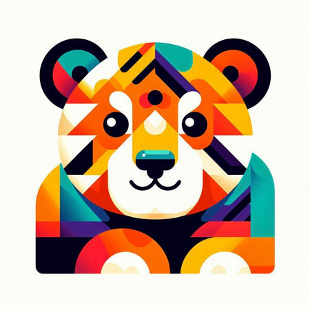Tiger head with colorful geometric background. Vector illustration for your designのイラスト素材