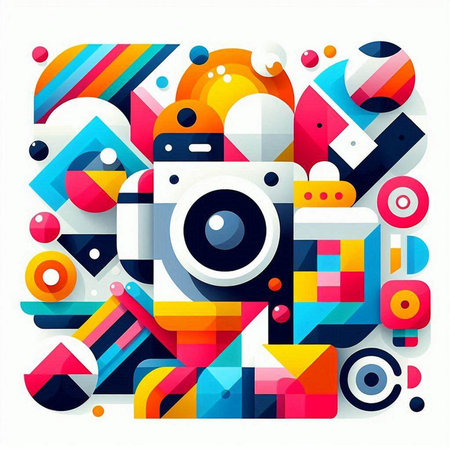 Colorful abstract geometric background with camera. Vector illustration eps10のイラスト素材