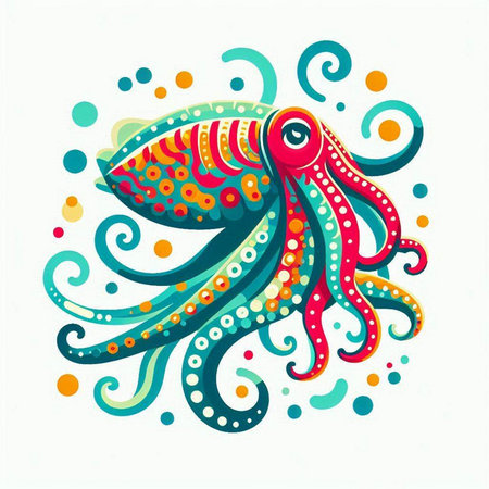 Colorful octopus isolated on a white background. Vector illustration.のイラスト素材