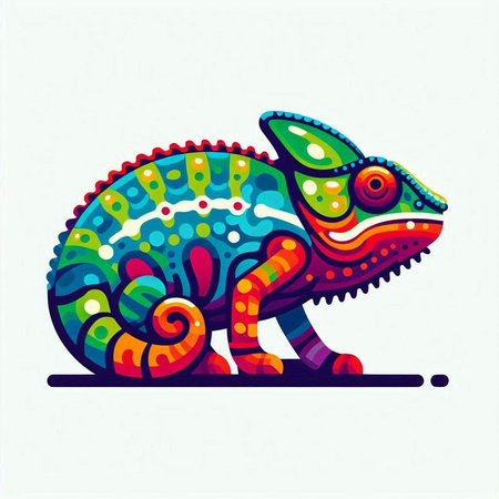 Colorful chameleon isolated on white background. Vector illustration.のイラスト素材