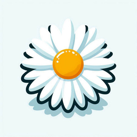 Daisy flower on blue background. Vector illustration for your design.のイラスト素材