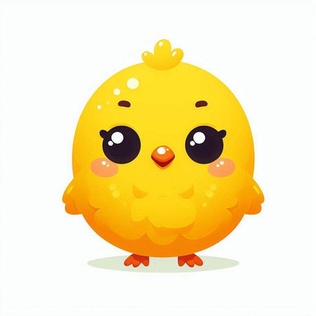 Cute yellow chicken isolated on white background. Cartoon style. Vector illustration.のイラスト素材