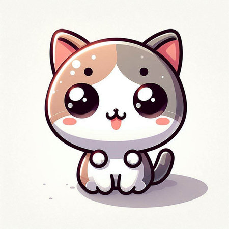 Cute cartoon cat isolated on a white background. Vector illustration.のイラスト素材