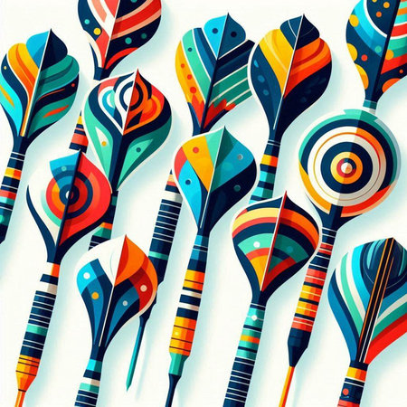 Seamless pattern with colorful arrows in retro style. Vector illustration.のイラスト素材