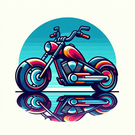Motorcycle with reflection on the water. Vector illustration, EPS 10のイラスト素材