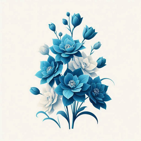 Blue and white flowers. Floral background. Vector Illustration.のイラスト素材