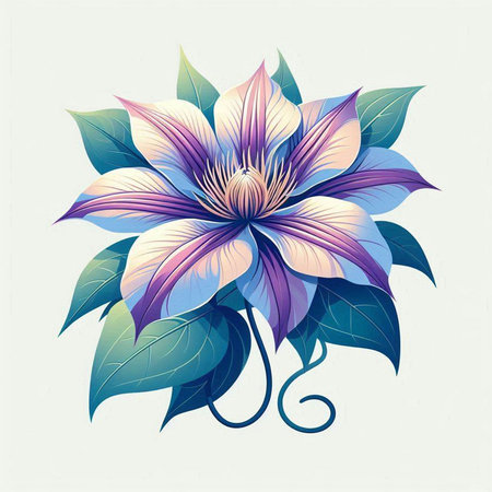 floral background with a beautiful clematis. Vector illustration.のイラスト素材