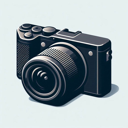 Digital camera on a blue background. Vector illustration. Eps 10.のイラスト素材