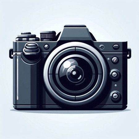Retro camera. Vector illustration of a retro camera on a blue background.のイラスト素材
