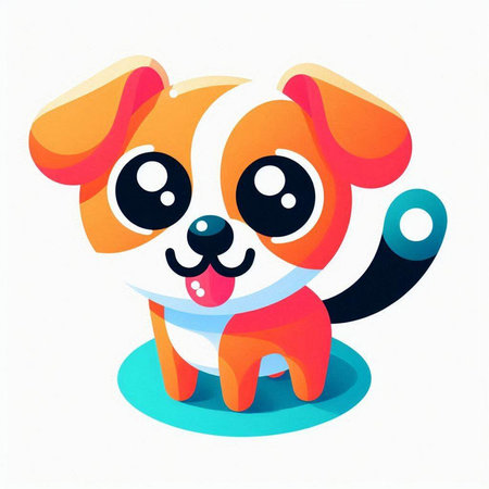 Cartoon dog. Vector illustration on a white background. Cute dog.のイラスト素材