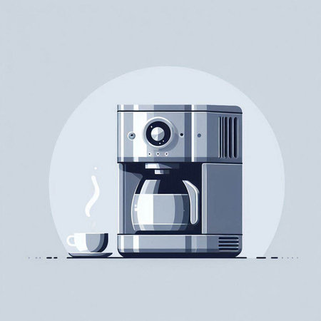 Coffee maker with a cup of coffee. Vector illustration.のイラスト素材