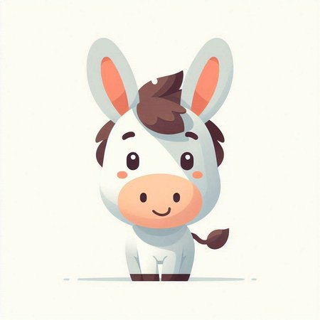 Cute cartoon donkey. Vector illustration in a flat style on white background.のイラスト素材