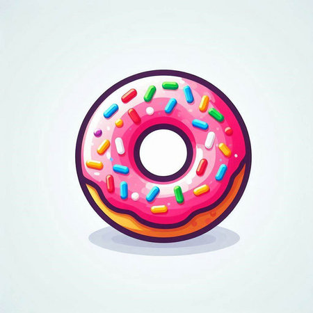 Donut with pink glaze and sprinkles. Vector illustration.のイラスト素材