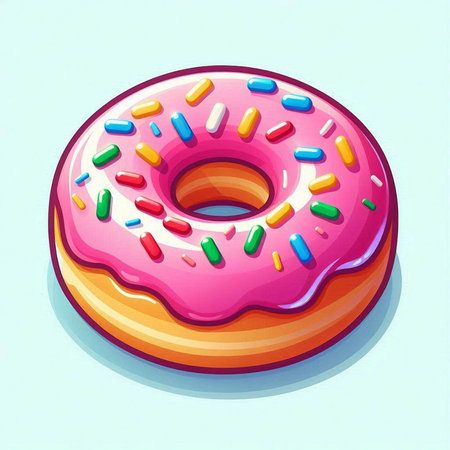 Donut with pink glaze and sprinkles. Vector illustration.のイラスト素材