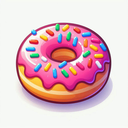 Donut with pink glaze and sprinkles. Vector illustration.のイラスト素材