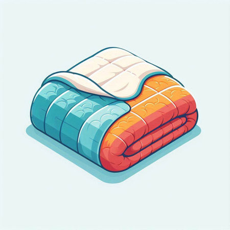 Illustration of a Isometric Pillow on a Light Blue Backgroundのイラスト素材