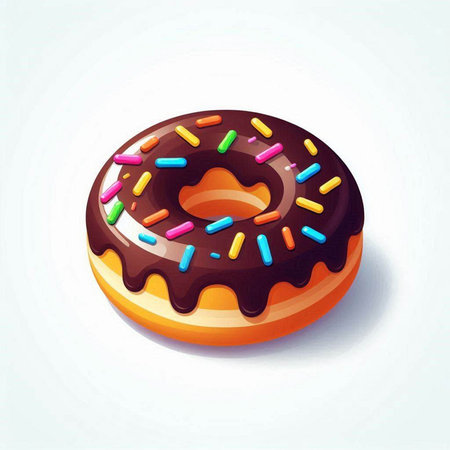 Donut with chocolate glaze and sprinkles. Vector illustration.のイラスト素材