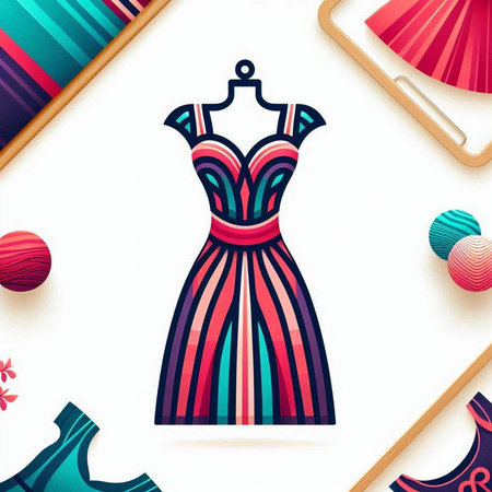 Illustration of a fashion dress on a mannequin. Vector illustration.のイラスト素材