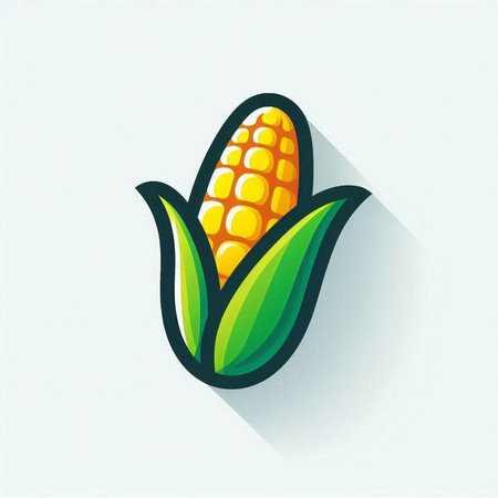 Corn on the cob vector illustration. Cute cartoon corn icon.のイラスト素材