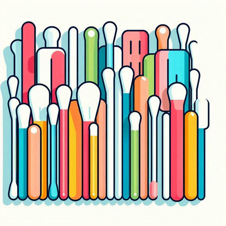 Cotton swabs. Vector illustration of colorful cotton swabs.のイラスト素材