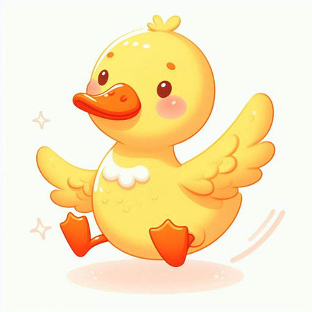 Illustration of a cute yellow rubber duckling on a white backgroundのイラスト素材