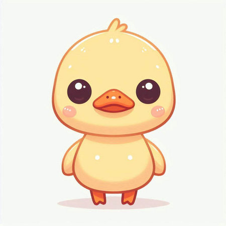 Cute cartoon baby duck. Vector illustration isolated on white background.のイラスト素材