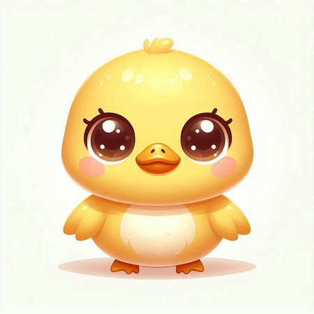 Cute cartoon little chicken on a white background. Vector illustration.のイラスト素材