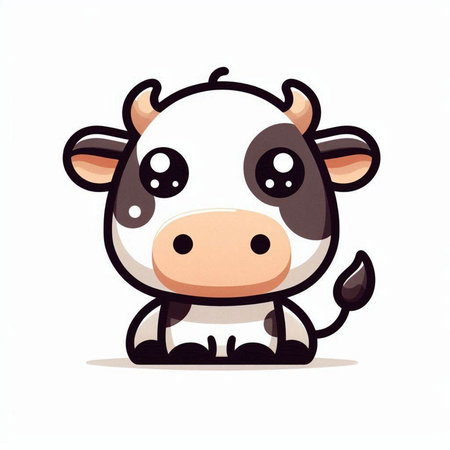 Cute cartoon cow isolated on a white background. Vector illustration.のイラスト素材