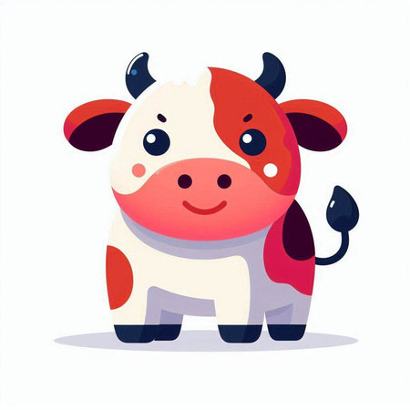 Cute cartoon cow. Vector illustration in flat style. Farm animal.のイラスト素材