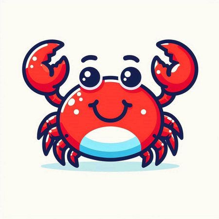 Cute red crab cartoon character isolated on white background. Vector illustration.のイラスト素材