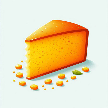 Illustration of a piece of cheese on a light blue background.のイラスト素材