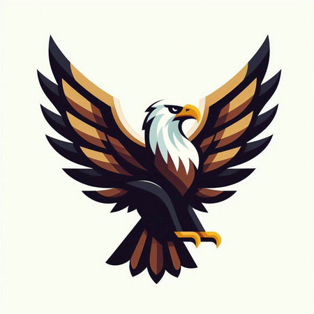 Eagle with wings in the style of flat design. Vector illustration.のイラスト素材