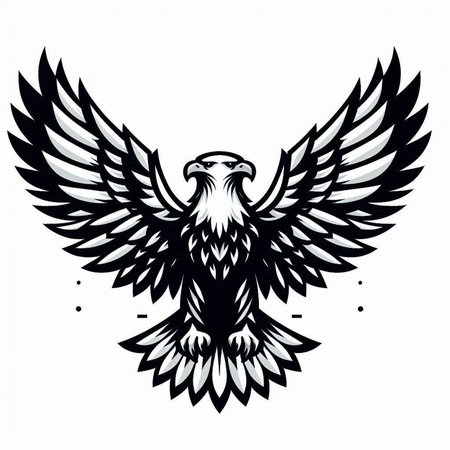 Eagle head with wings and stars. Vector illustration on white background.のイラスト素材