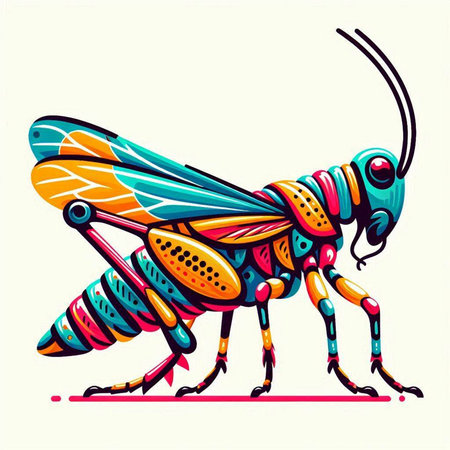 Colorful grasshopper isolated on white background. Vector illustration.のイラスト素材