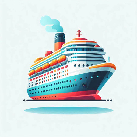Cruise ship. Vector illustration for your design. Vector illustration.のイラスト素材