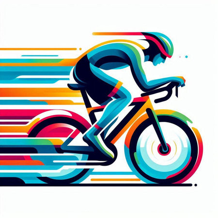 Cyclist riding bike, abstract colorful vector background, sport illustrationのイラスト素材