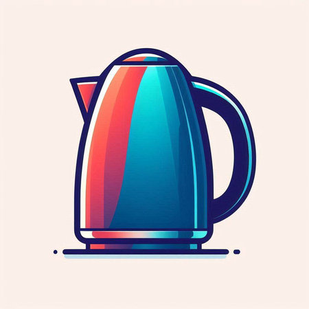 Vector illustration of electric kettle. Colorful icon in flat style.のイラスト素材