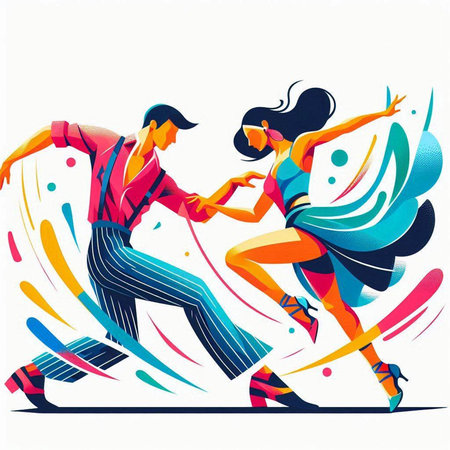 Couple dancing tango. Vector illustration in retro style for your designのイラスト素材