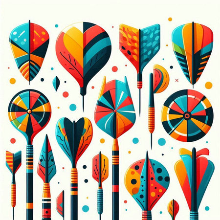 Set of colorful darts. Vector illustration. Can be used as a background.のイラスト素材