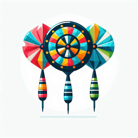 Colorful darts isolated on white background. Flat style vector illustration.のイラスト素材