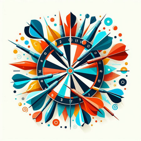Darts vector set. Colorful darts in different shapes and sizes.のイラスト素材