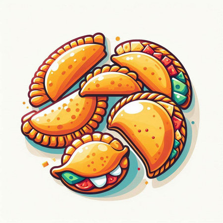Illustration of a set of traditional italian empanadas.のイラスト素材