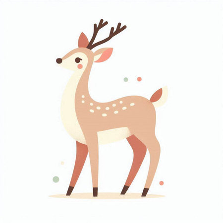 Cute cartoon deer isolated on a white background. Vector illustration.のイラスト素材