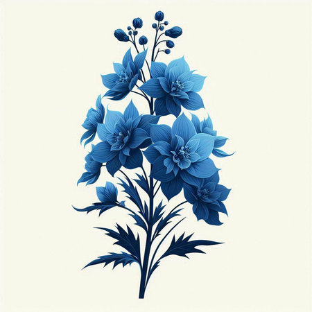 Blue floral bouquet isolated on white background. Vector illustration for your designのイラスト素材