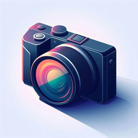 Digital camera on blue background. Vector illustration. Eps 10 file.のイラスト素材