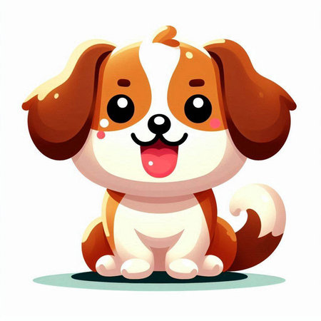 Cute cartoon dog. Vector illustration isolated on a white background.のイラスト素材