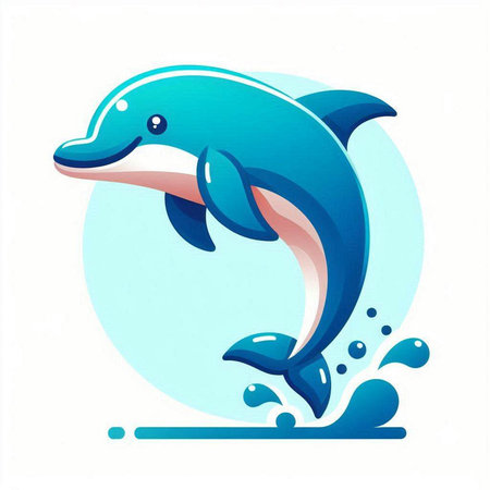 Dolphin in the water on a white background. Vector illustration.のイラスト素材