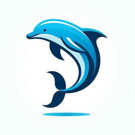 Dolphin logo with letter S on white background. Vector illustration.のイラスト素材