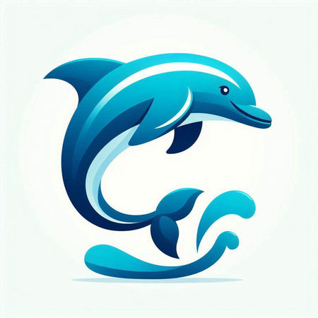 Dolphin logo. Vector illustration of a dolphin jumping out of water.のイラスト素材