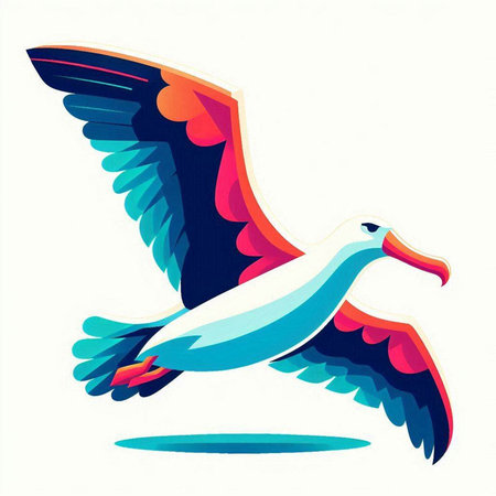 Flying seagull on a white background. Vector illustration for your designのイラスト素材